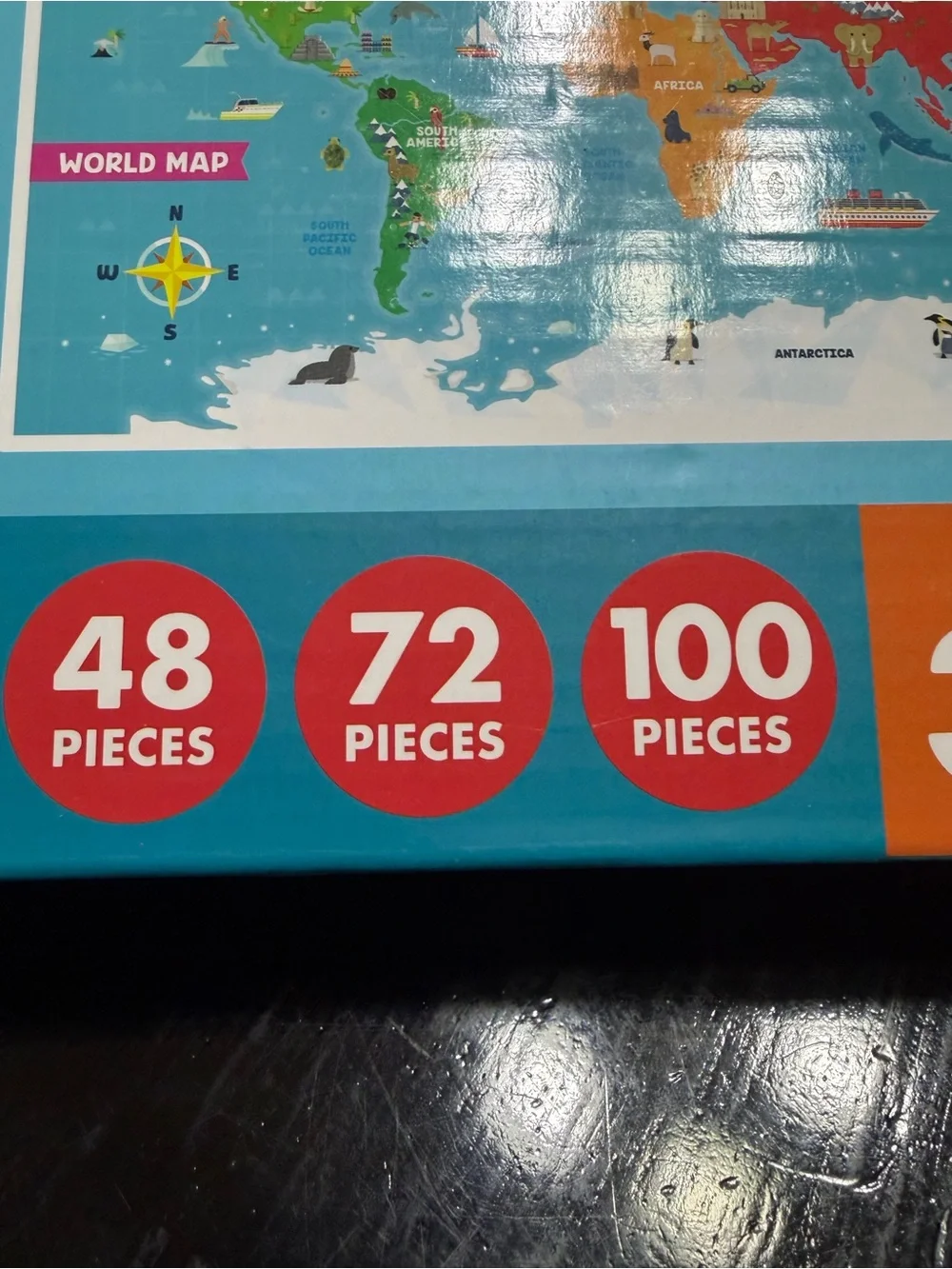 Chuckle & Roar 4-Pack Kid Puzzles Ocean Space World Map Safari 48 72 & 100 piece